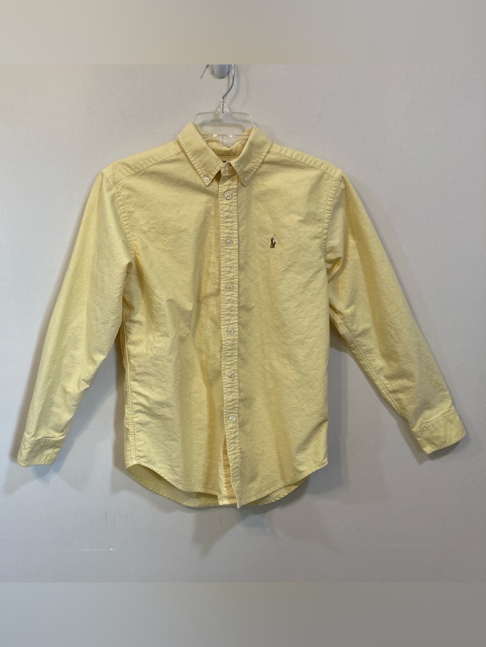 Ralph Lauren Boys Sz 14 Long Sleeve Button Front Shirt Yellow Cotton